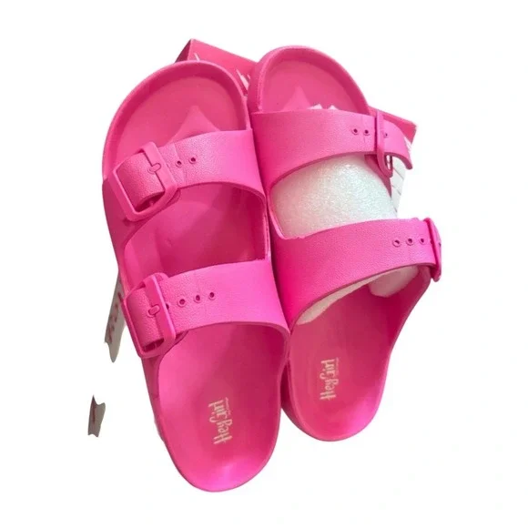 Hey Girl by Corkys Womens Pink EVA Double Strap Buckle Slide Sandals Size 10 New - Picture 3 of 7